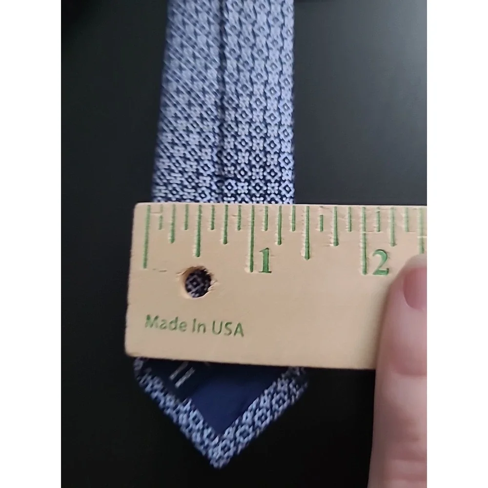 T.M.‎ Lewin Jermyn St. London Pure Silk Tie Handmade Textured Diamond Navy NEW